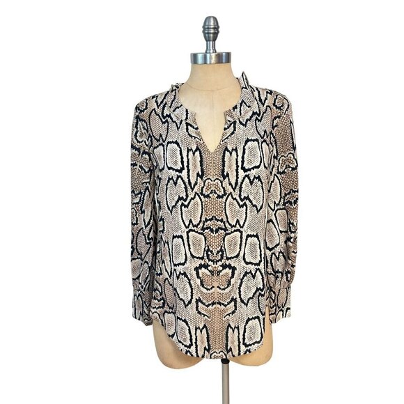 CAbi #3759 Serpentine Blouse Animal Snake Print Long Sleeve Blouse Top XS - Picture 2 of 6